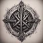 Placeholder: The sketch of the tattoo of the Slavic blood symbol is dark, only large details