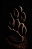 Placeholder: Striking image of a lion paw print, sandblasted special effect, standing out on a black background