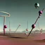 Placeholder: Odd spindle-shaped objects scattered over an arid wasteland in Yves Tanguy style