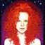 Placeholder: young adult Robyn Lively, her striking perfectly detailed clear eyes, her perfect, precisely detailed lightly freckled face, meticulously detailed long curly multi-hued ginger carrot cherry fire red hair, luminous colorful sparkles; by james r. eads, gawki, rajewel, tania rivilis, dan mumford, lisa frank, artgerm, greg rutkowski, alphonse mucha and william-adolphe bouguereau; glitter, airbrush, octane render, volumetric lighting, 16k, photorealistic digital painting