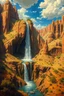 Placeholder: Hieronymus Bosch Style high quality picture waterfall in the desert