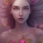 Placeholder: fairy, pink, blue, beautiful, happy smile, gold, jewels, hyperrealism, masterpiece, expert, cinematic lighting, sharp focus, 8K, pastel, macro lens, woman, detailed, flower