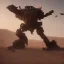 Placeholder: Armored Core machine robot fights another Armored Core fly in the sky in the desert with the ocean where you can see the space in the sky with the twilight on the horizon, 4k resolution