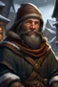 Placeholder: dnd, fantasy, high resolution, in a snowy northern town, portrait, dwarf male trader, medieval times