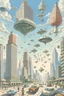 Placeholder: a futeristic city with flying cars and humans walking on air and lifts magicaly going up and down and skyscrapers