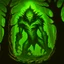 Placeholder: 90's TCG art retro fantasy art of heroic tree creature with glowing green eyes