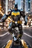 Placeholder: Excited Photography A picture cyber mechines Batman,with surface coated chrome polished details, city background