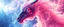 Placeholder: close up portrait of a plasma vampire flickers like hypnotic fire in geometric shapes like a dna swirl of time and a fearsome fluffy dragon horse