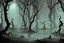 Placeholder: Spooky scary terrifying ghosts in a dark forest