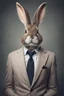 Placeholder: Rabbit dressed in an elegant suit with a nice tie. Fashion portrait of an anthropomorphic animal posing with a charismatic human attitude