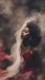 Placeholder: beautiful black women in red Smokey ethereal, heavenly background