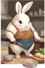 Placeholder: Cute chubby bunny boy floppy ears adventurer dnd cooking art realism