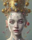 Placeholder: head and shoulders portrait of Mary, face paint, jester hat, sad expression, Takato Yamamoto artist, Akiya Kageichi artist, Jedediah Berry inspired, 8k resolution concept art portrait, dynamic lighting, hyperdetailed, intricately detailed, maximalist, beautiful, peaceful