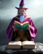 Placeholder: magician, wizard, reading a book, smoke, pyschedelic, velvet robes, pastel, bright, rainbow, colorful, high detail, magic,