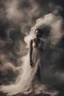 Placeholder: beautiful black women in white Smokey ethereal, heavenly background