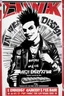 Placeholder: advertisement poster of a British punk selling an energy bar to eat, with the iconic Anarchy logo