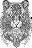Placeholder: outline art for an Adult coloring page, Sketch style, only use outline< Mandala Jaguar, clean line art, white background, no shadows and clear and well