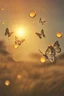Placeholder: Bubbles and Butterflys flying to the sky at sunset