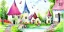 Placeholder: exquisite whimsical village watercolor, delicate village, cute, adorable, linen backdrop