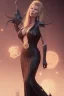 Placeholder: Kim Basinger in black leather gown, evil,energetic, villain, busty, cleavage, curvy, angry, happy, stern look. character design by cory loftis, fenghua zhong, ryohei hase, ismail inceoglu and ruan jia. unreal engine 5, artistic lighting, highly detailed, photorealistic, fantasy