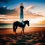 Placeholder: fullbody Drawing of 'beutiful Horse on beach, clouds, lighthouse,rocks,beautiful sunset',intricate detail,andrea bonelli,Kilian Eng,Ohrai,evan lee,Aleksandr Sidelnikov,KyuYong Eom,three quarters frontal aerial view,toned colors,16k