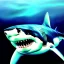 Placeholder: Epic fullsize oil Drawing of Photorealistic dramatic hyperrealistic,ultra realistic,with scars old Great White Shark, underwater, daylight ,by WLOP, Artgerm 8k