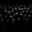 Placeholder: faceless army of bodies to symbolize the anonymity of individuals seeking identity verification , dark black