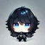 Placeholder: Clear focus,High resolution, Black short fluffy hair, and blue eyes, Chibi, Head only