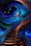 Placeholder: Beautiful staircase. He goes into the starry sky. It is picturesque and colorful. Bright colors of the ring exquisitely luxury chic aesthetics photo harmony professional photo 64K pixel graphics high detail bright lighting