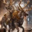 Placeholder: Steampunk reindeer, detail, vibrant lighting, 8K resolution, Didier Graffet, Su Jeong Ahn, Oguzhan Kar, hyper realistic