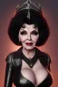 Placeholder: Joan Collins as evil queen in black leather, leather, busty, cleavage, angry, stern look. character design by cory loftis, fenghua zhong, ryohei hase, ismail inceoglu and ruan jia. unreal engine 5, artistic lighting, highly detailed, photorealistic, fantasy