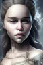 Placeholder: perfect emilia clarke face, wearing viking, intricate, fullbody, highly detailed face, highly realistic particles, fog, fire