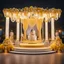 Placeholder: Hyper Realistic Beautiful Traditional Indian Wedding Stage decorated with different Yellow & White flowers & neon wedding lights with people at Night