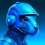 Placeholder: A portrait of blue cybernetic gopher wearing a futuristic helmet. Digital Art. Digital Drawing