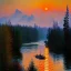 Placeholder: Monet Painting of Raging River at sunrise in alaska