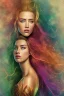 Placeholder: portrait head Amber Heard Aquaman violet dress curly red hairs in the green sea