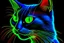 Placeholder: Black light art, neon cat