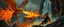 Placeholder: phoenix octopus bird witch god bear waterfall looks beyond really powerful slapping a bird in the face with fire, fantasy illustration, in the style of Rembrandt