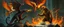 Placeholder: phoenix octopus bird witch bear dragon waterfall looks beyond really powerful slapping a bird in the face with fire, fantasy illustration, in the style of Rembrandt