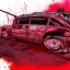 Placeholder:  line Art coloured, destroyed, post apocalyptic, darkred tones,