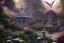 Placeholder: beautiful hyperrealistic secret flower garden in the middle of temple ruins, water fountain, birds flying, highly detailed, digital painting, trending artstation, concept art, illustration, cinematic lighting, vibrant colors, photorealism, epic, octane render