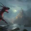 Placeholder: giant dragon by Thomas Kinkade, sparkling