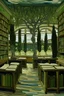 Placeholder: A library with olive trees painted by Vincent van Gogh