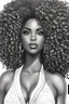 Placeholder: Create a coloring page of a beautiful curvy black female looking to the side with curly afro hair. No shading, No color, clean lines