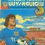 Placeholder: A 1980 medieval london comic cover of uruguayan sky-blue football magazine. At the street city, Monty Pyton. Estadio Centenario Montevideo. Rome.