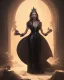 Placeholder: evil queen in black leather gown, busty, cleavage, angry, emperious, 8k resolution concept art portrait by Greg Rutkowski,