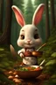 Placeholder: Cute bunny adventurer chef in a forest art realism