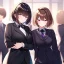 Placeholder: Clear focus,High resolution, one girls, Short brown hair, Purple eyes, Wearing a black suit