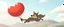 Placeholder: stupid cartoon wolf flying with a balloon
