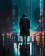 Placeholder: A striking and dramatic image of a lone figure standing in the rain, with a city skyline in the background and neon lights reflecting off the wet pavement, casting deep shadows and highlighting the figure's silhouette.